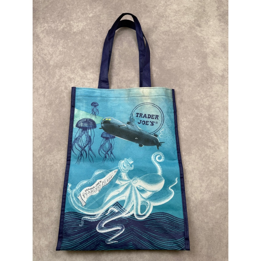 Trader Joe's Reusable Cloth Tote Shopping Bag Ocean Marine Clownfish Scuba Diver